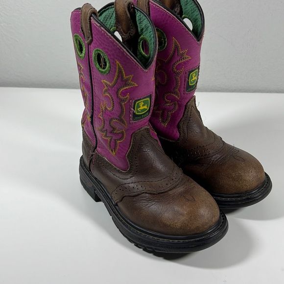 John Deere Shoes John Deere Girls Leather Cowboy Western Boots Slip